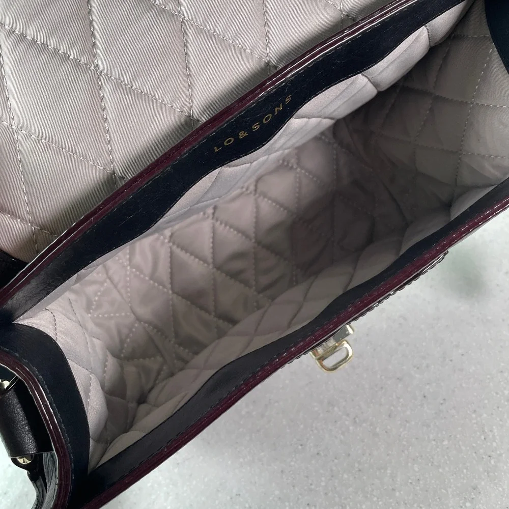 Lo & Sons The Claremont Black Leather Camera Bag Crossbody Purse Gold Hardware